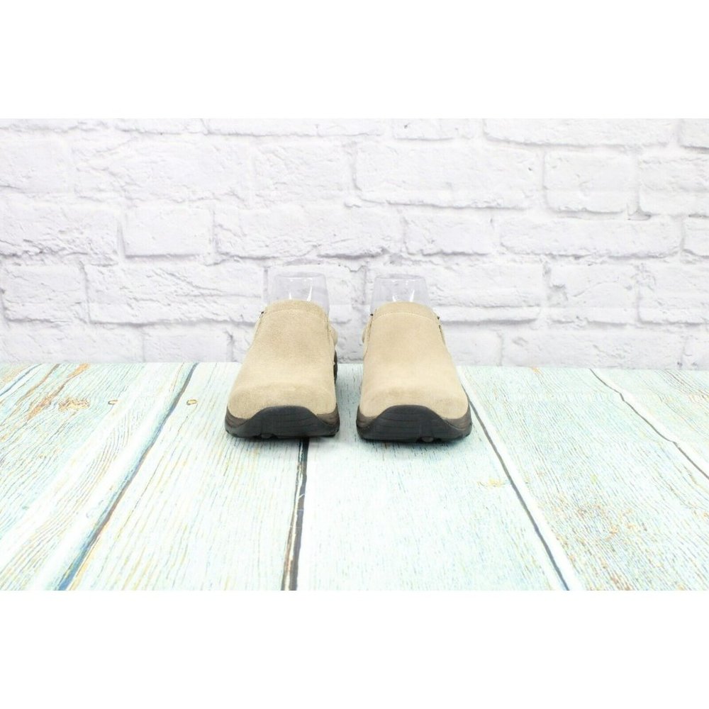 LL Bean  Tan Suede Slip-On Round Toe Mules Clogs Shoes Size 7 Medium - Picture 4 of 9